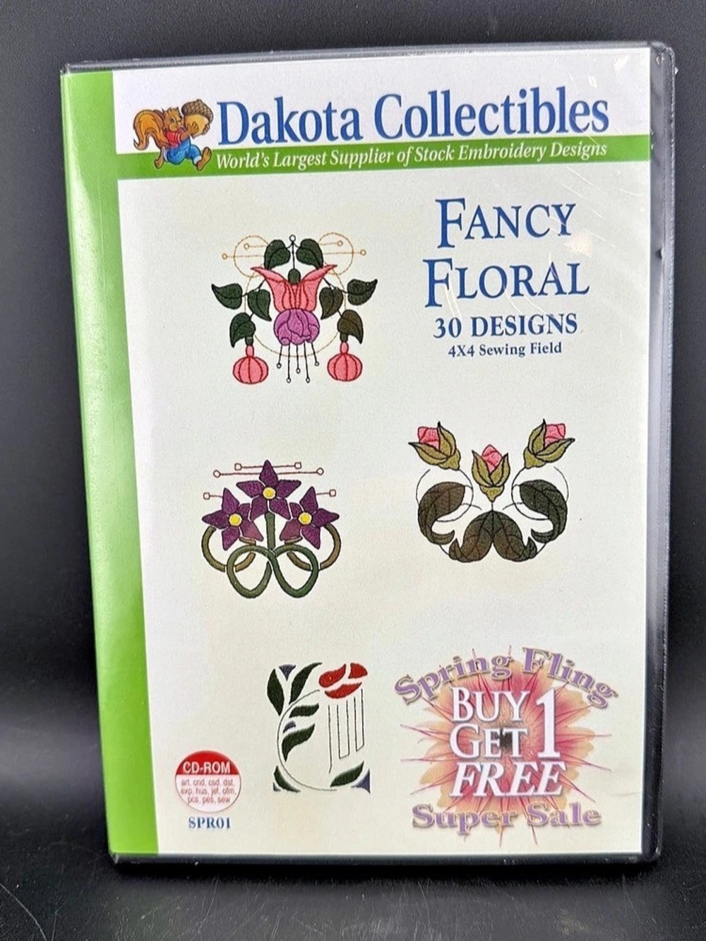 Dakota Collectibles Fancy Floral Embroidery CD-ROM NWT